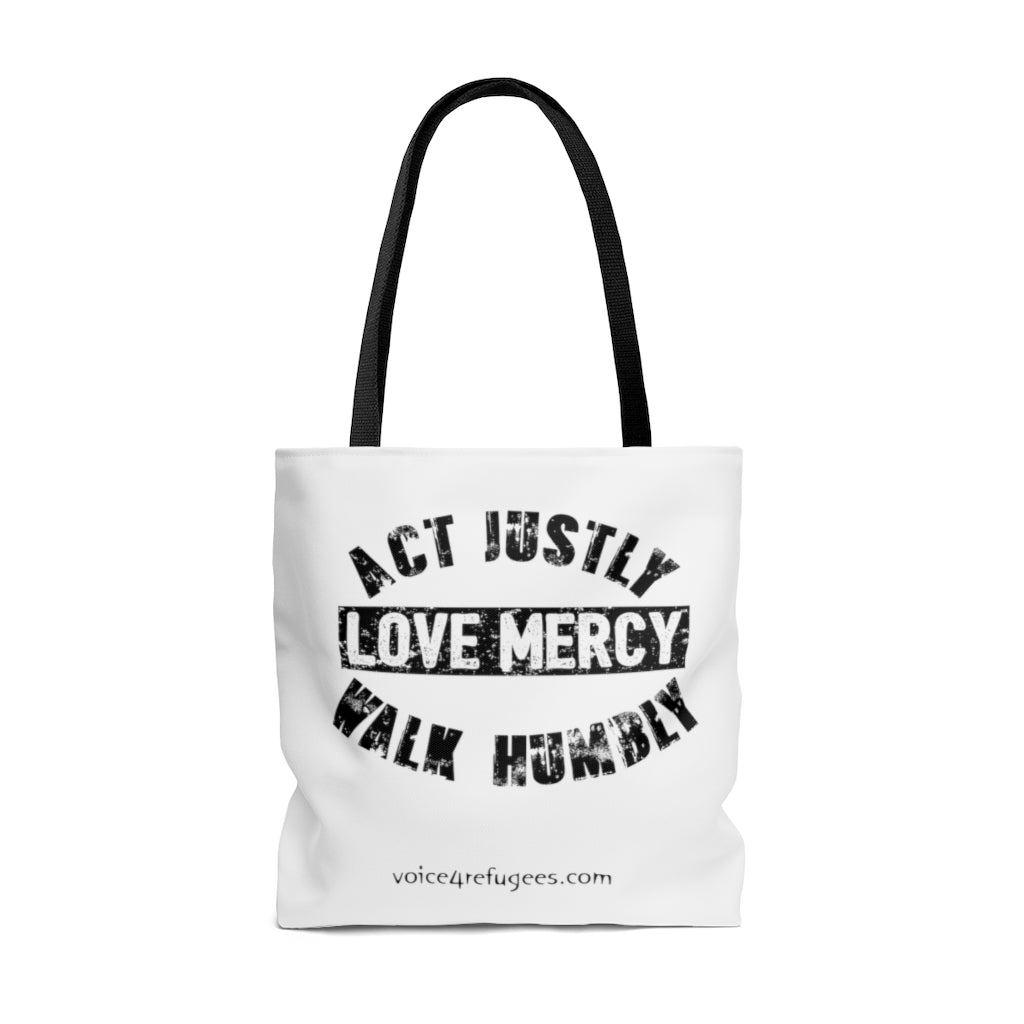 Act Justly AOP Tote Bag